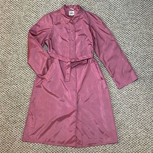 Vintage The totes Coat Lightweight Shiny Nylon Trench Coat - Dusty Rose Pink